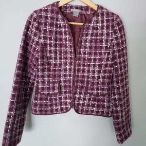 Ann Taylor Magenta plaid blazer. Size 2.